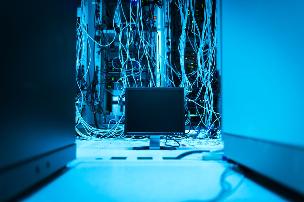 Cables routed neatly behind a monitor arm