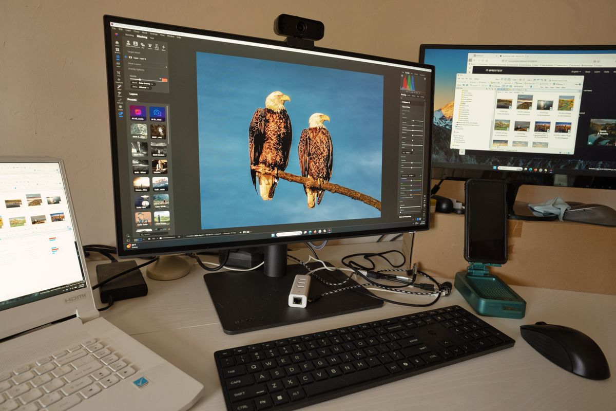 A gaming monitor displaying high contrast game visuals