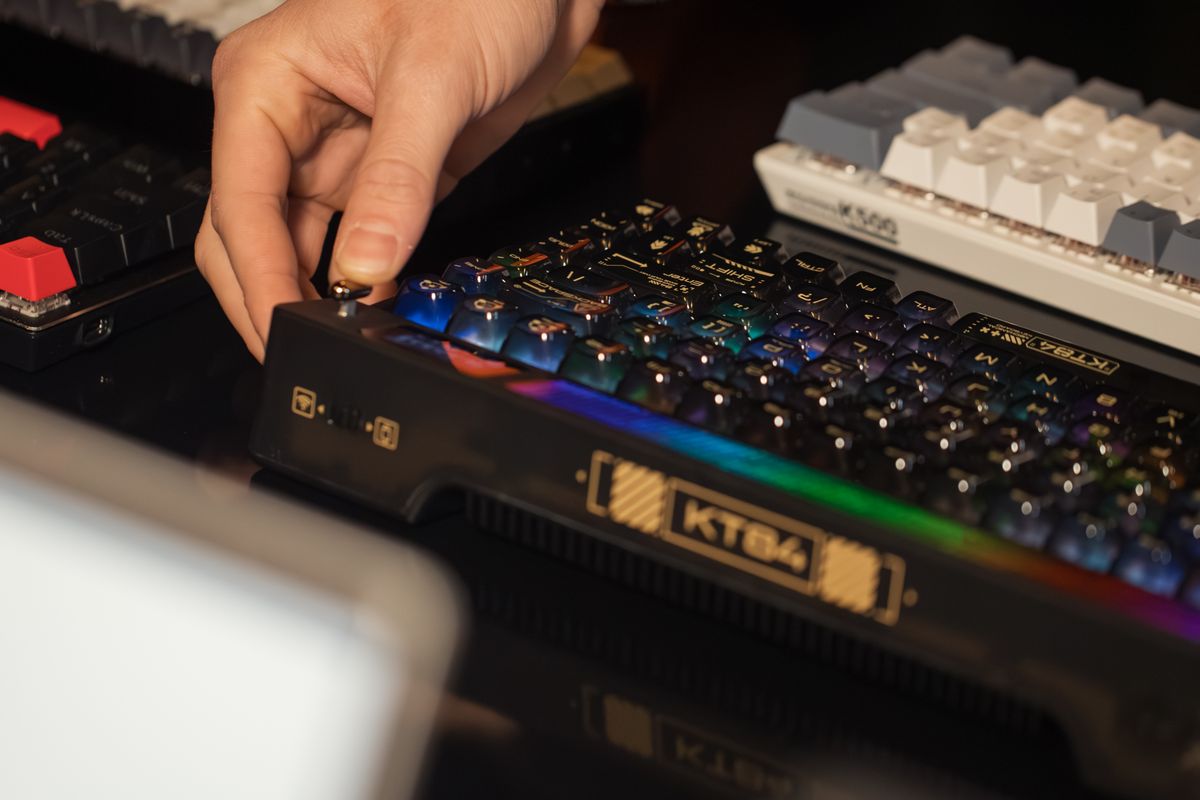 A tenkeyless gaming keyboard with OLED display